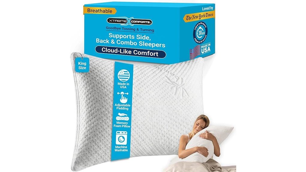 adjustable king memory foam pillow