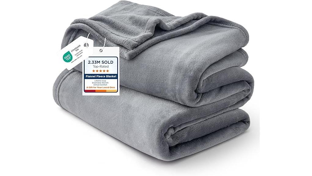 bedsure fleece queen blanket grey
