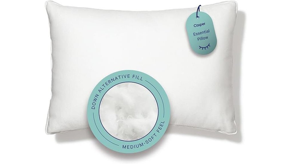 casper essential pillow medium soft down alternative