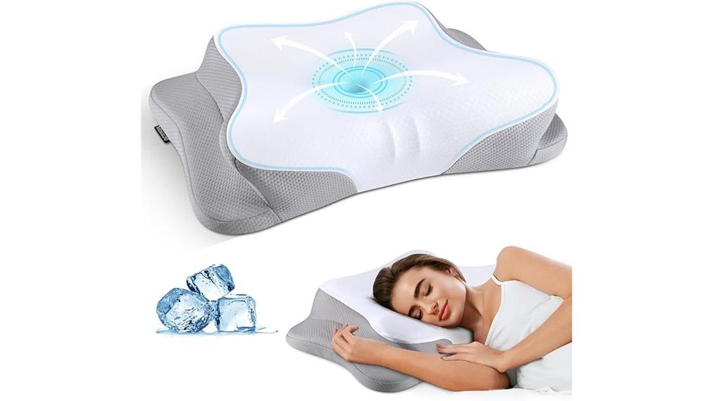 cervical neck pillow with cooling memory foam