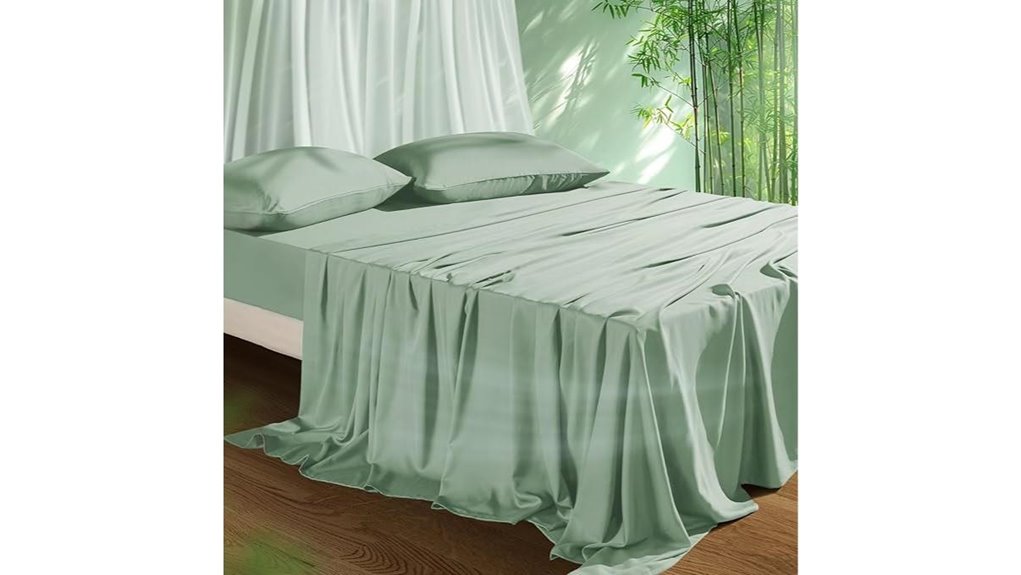 cooling bamboo sheets queen sage green 4pc