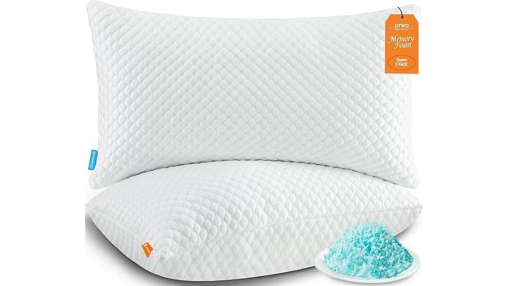 cooling pillows queen set memory foam