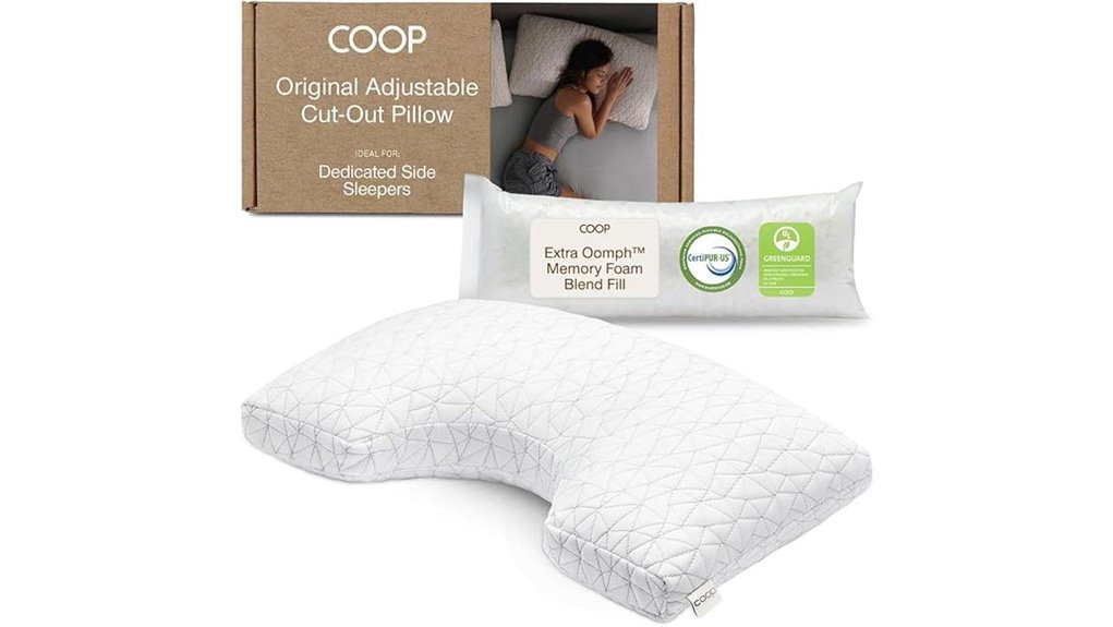 coop home goods pillow queen adjustable memory foam
