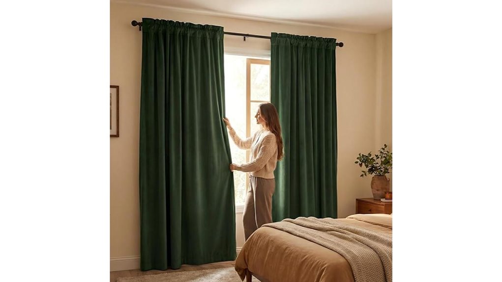 dark olive velvet curtain panels