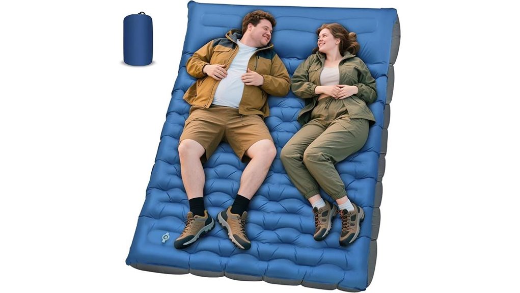 double height sleeping pad with pillows