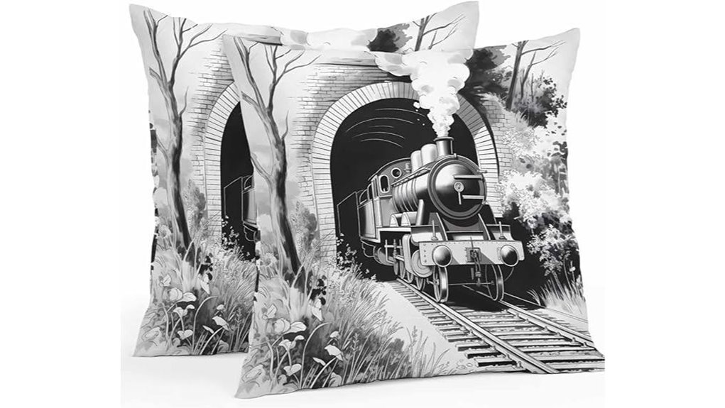 grey trains outdoor pillow covers