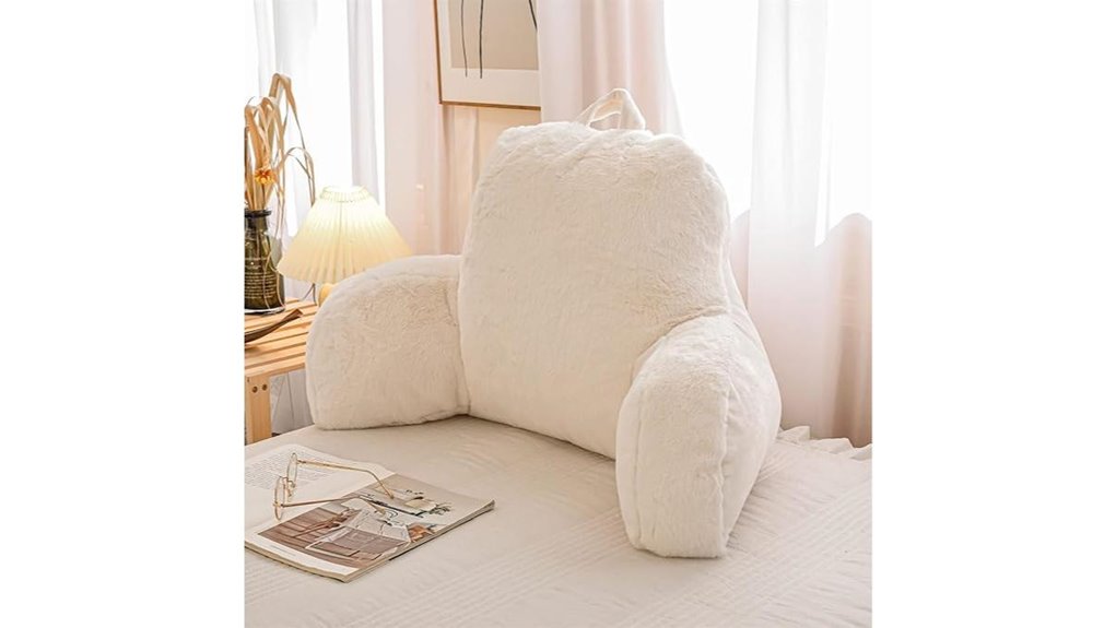 ivory faux fur reading pillow