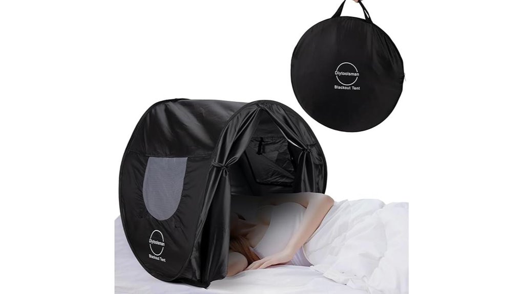 large blackout bed tent with curtains