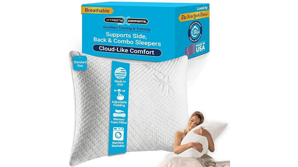 xtreme comforts shredded memory foam pillow